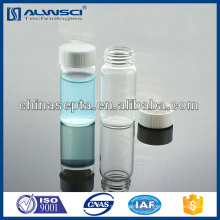 20ML Clear glass storage vial with solid white PP cap chromatography autosampler vial